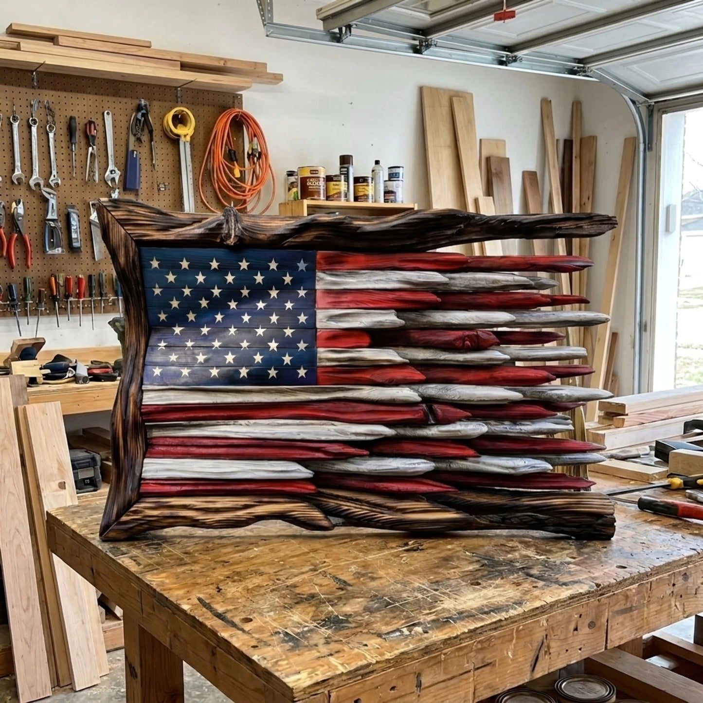 Rustic Military Wood Flags