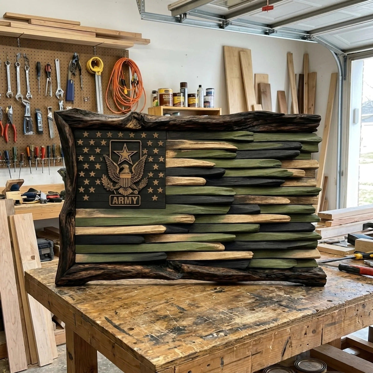 Rustic Military Wood Flags