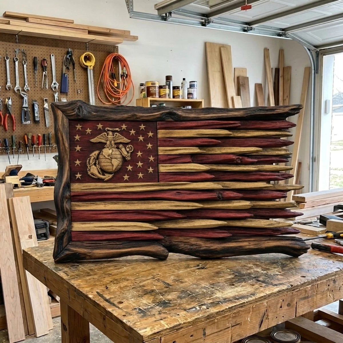 Rustic Military Wood Flags